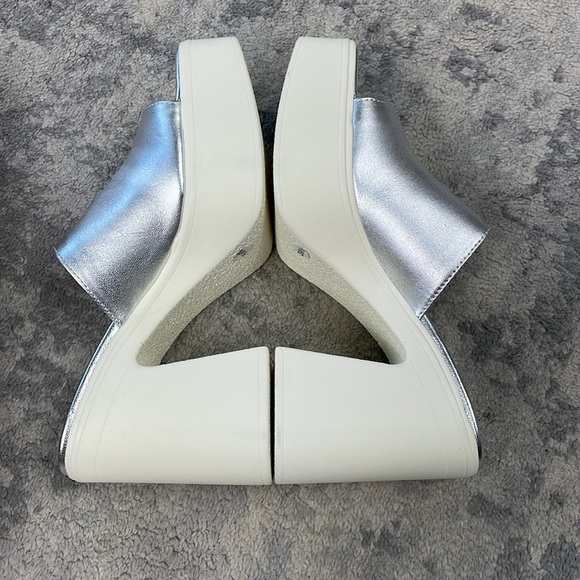 NIB Free People Zoe Platform Metallic Silver Chunky Slide Sandals Sz 39.5 - Picture 11 of 16